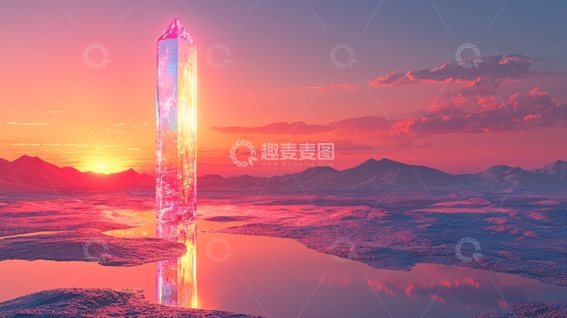 高清大图下载【趣麦麦图】日落背景下的巨大水晶柱
