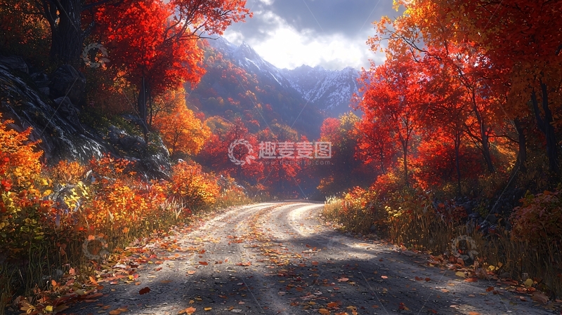 高清大图下载【趣麦麦图】秋日山路