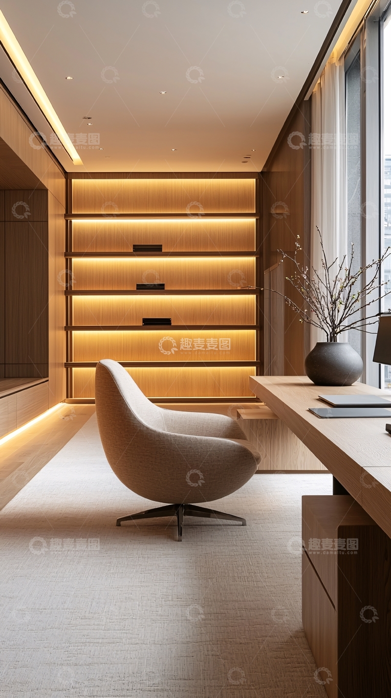 高清大图下载【趣麦麦图】极简现代风格书房设计