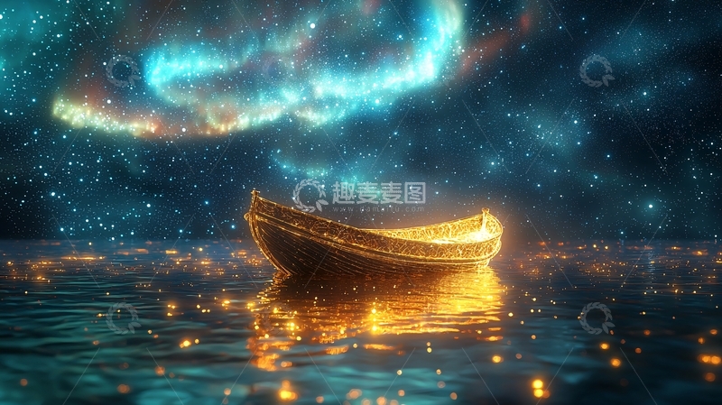 高清大图下载【趣麦麦图】星空下金船