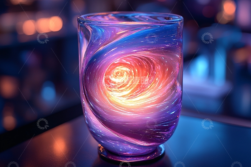 高清大图下载【趣麦麦图】炫彩宇宙漩涡玻璃杯
