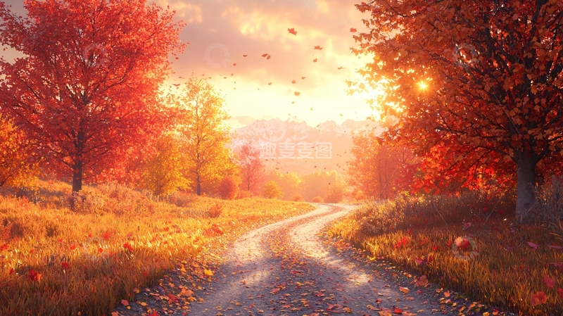 高清大图下载【趣麦麦图】秋日暖阳下的蜿蜒小路