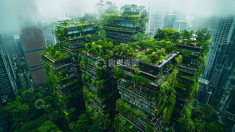 高清大图下载【趣麦麦图】绿植覆盖的未来城市