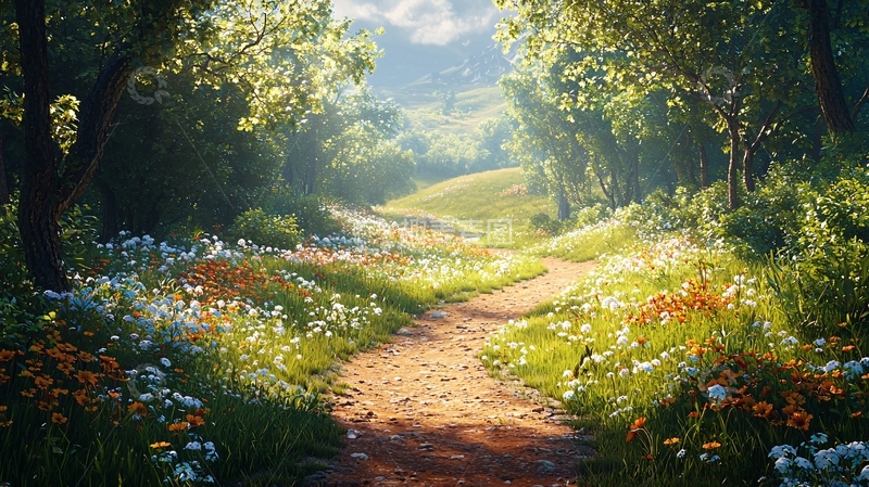 高清大图下载【趣麦麦图】阳光森林小路