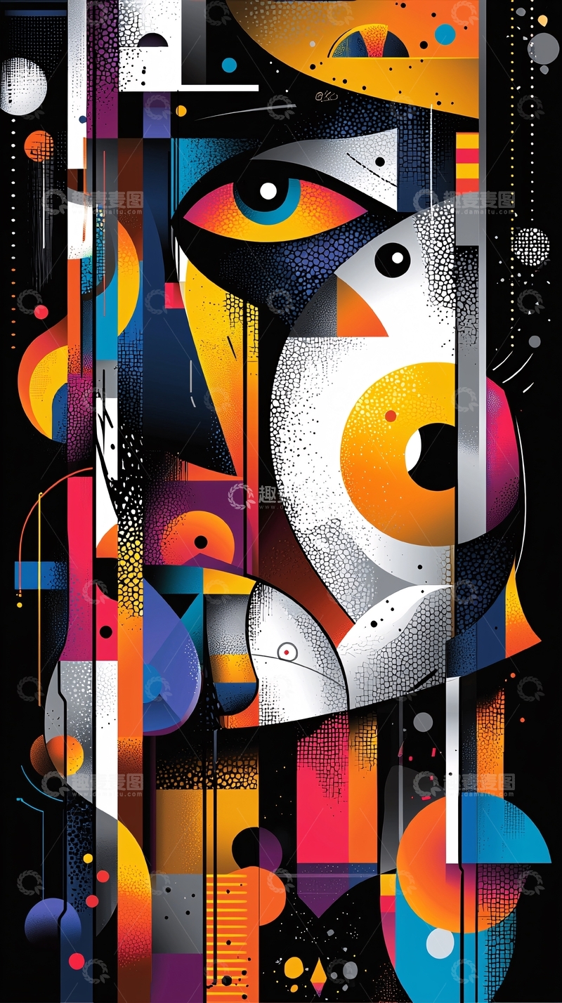 高清大图下载【趣麦麦图】抽象几何肖像