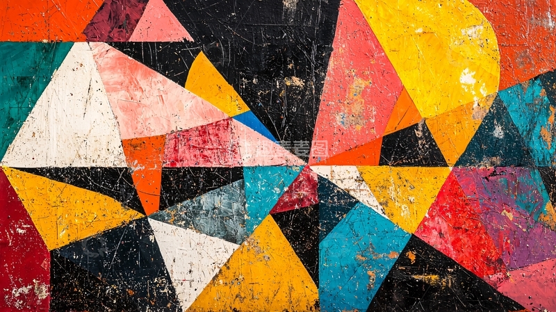 高清大图下载【趣麦麦图】抽象几何彩色绘画