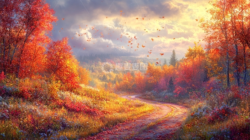 高清大图下载【趣麦麦图】秋日山路