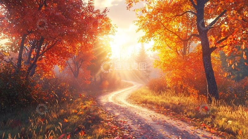 高清大图下载【趣麦麦图】秋日森林小路