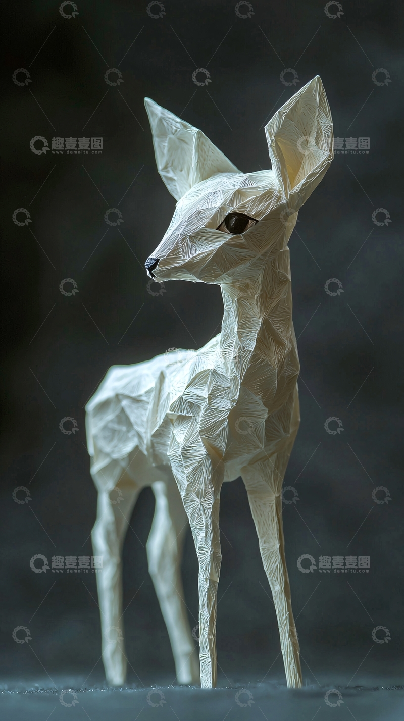 高清大图下载【趣麦麦图】白色小鹿雕塑