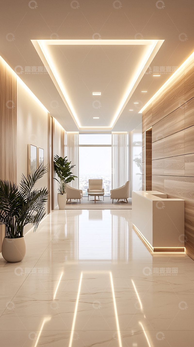 高清大图下载【趣麦麦图】现代简约风格办公室走廊
