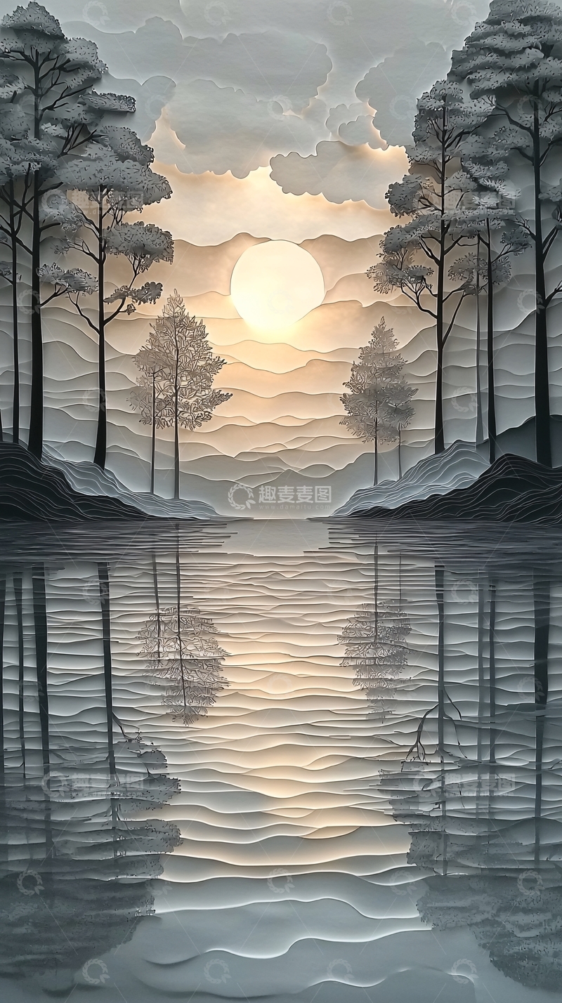 高清大图下载【趣麦麦图】水墨山水画855