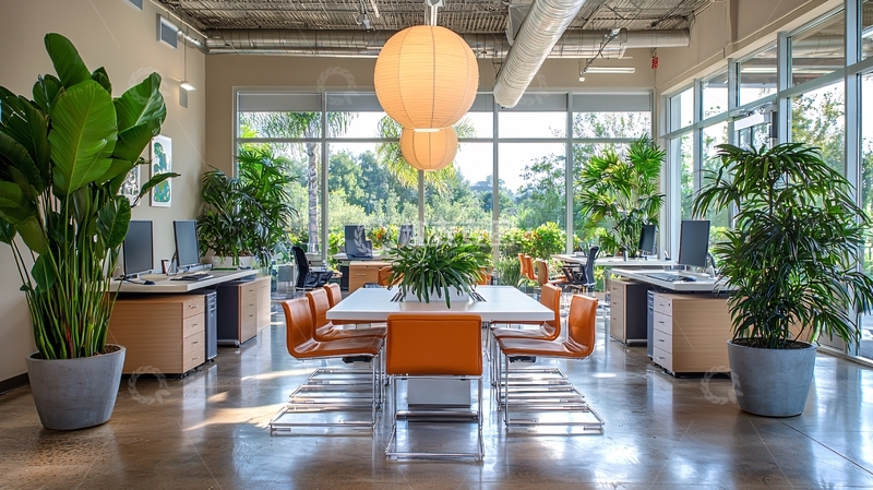 高清大图下载【趣麦麦图】明亮现代化办公空间绿植
