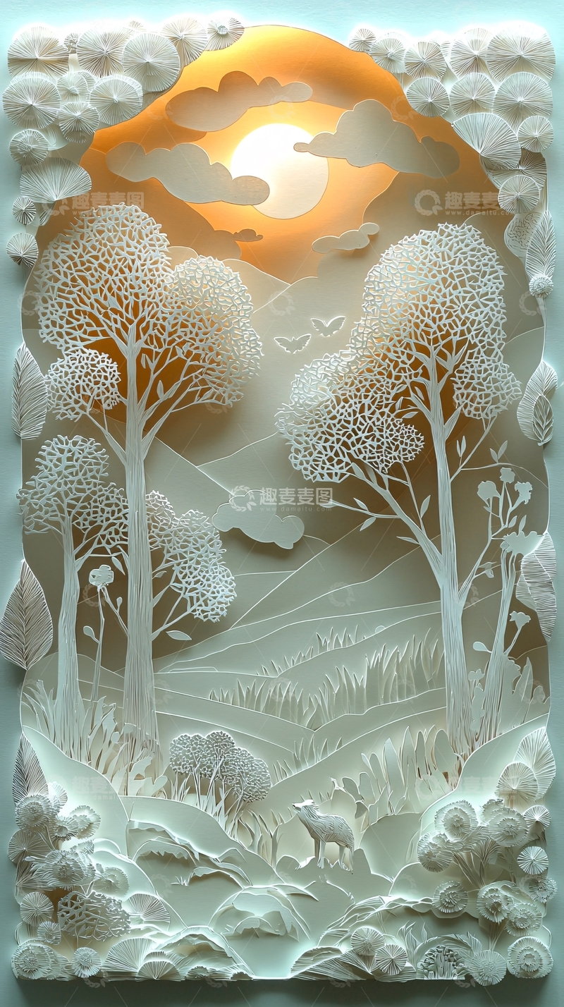 高清大图下载【趣麦麦图】纸雕风景