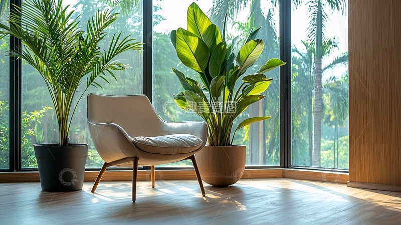 高清大图下载【趣麦麦图】室内绿植休闲椅