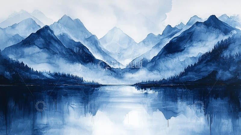 高清大图下载【趣麦麦图】水墨山水画852