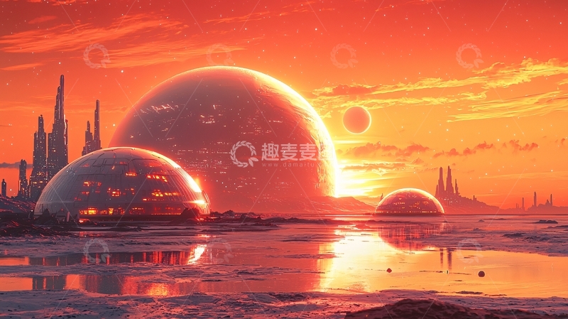 高清大图下载【趣麦麦图】红日下的未来城市