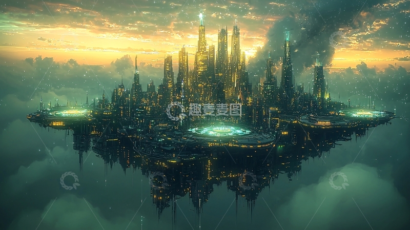 高清大图下载【趣麦麦图】云端城市