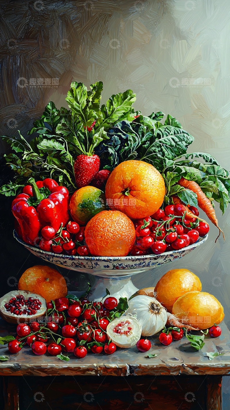 高清大图下载【趣麦麦图】水果蔬菜油画静物