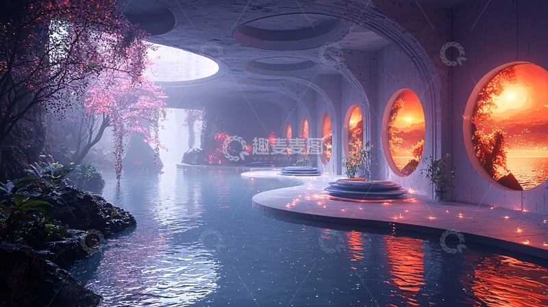 高清大图下载【趣麦麦图】梦幻仙境水池