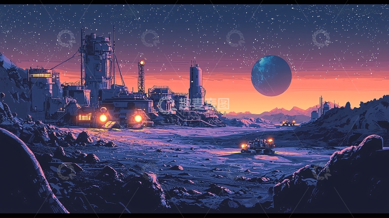 高清大图下载【趣麦麦图】未来月球基地