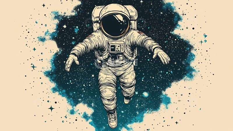高清大图下载【趣麦麦图】太空宇航员手绘插画