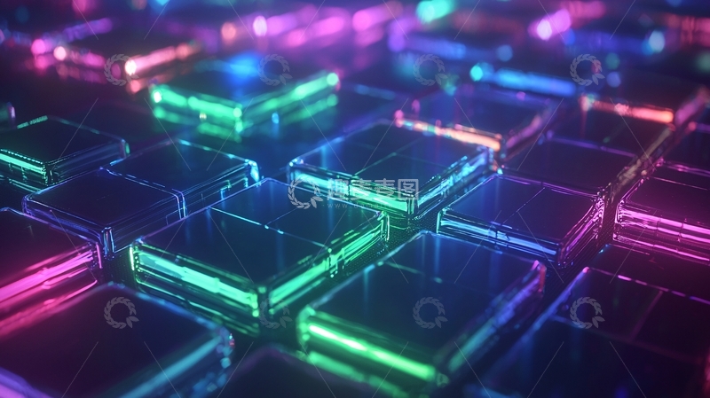 高清大图下载【趣麦麦图】霓虹灯方块反射背景