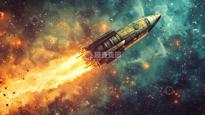 高清大图下载【趣麦麦图】宇宙飞船爆炸燃烧