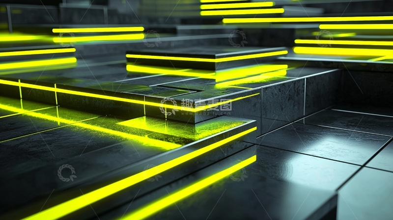 高清大图下载【趣麦麦图】未来感科技阶梯