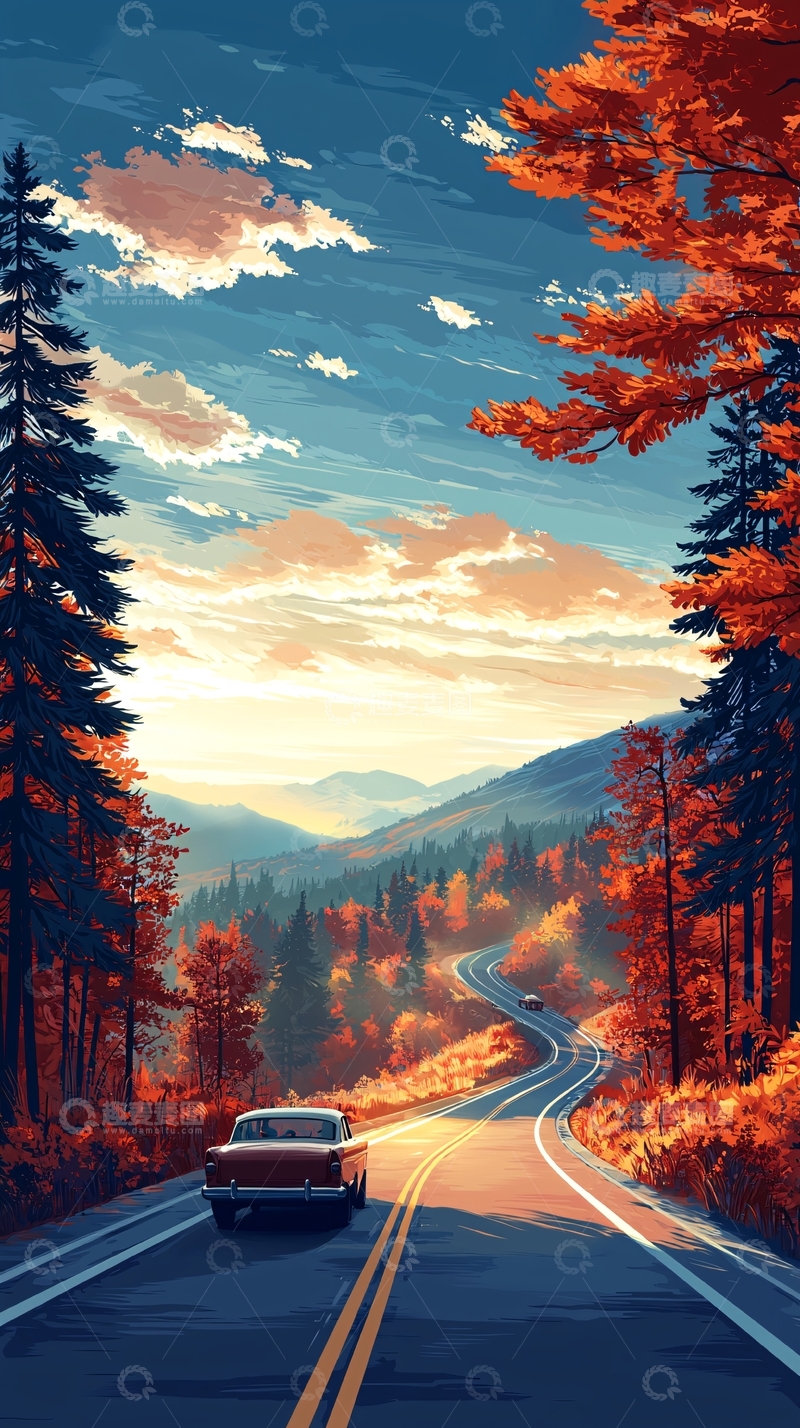 高清大图下载【趣麦麦图】秋日公路旅行