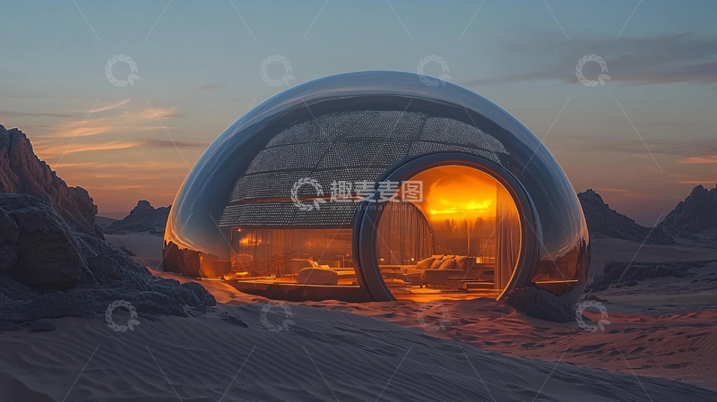 高清大图下载【趣麦麦图】沙漠玻璃球酒店