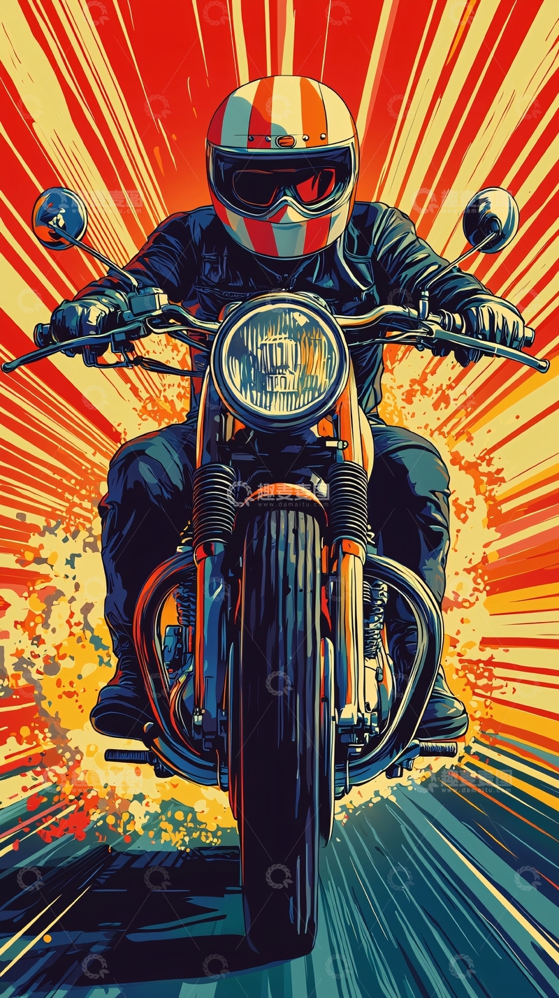 高清大图下载【趣麦麦图】复古摩托车海报