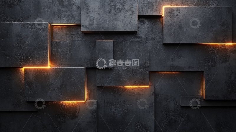 高清大图下载【趣麦麦图】暗色系几何方块背景