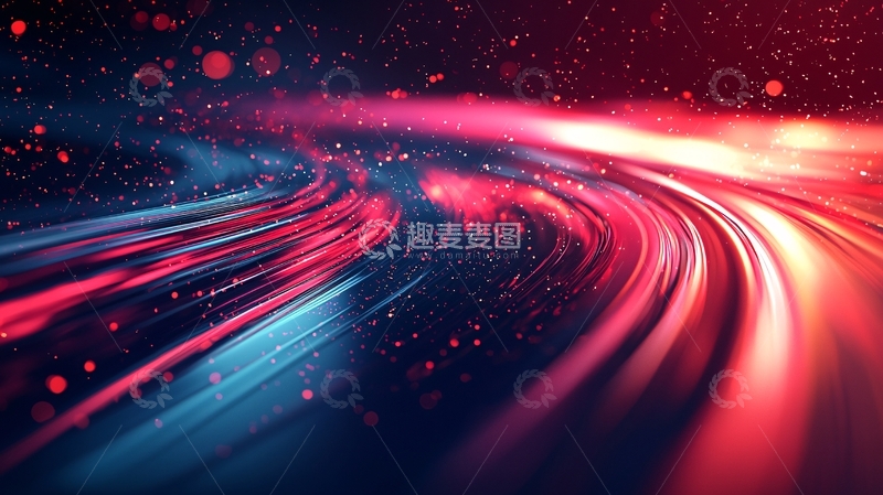 高清大图下载【趣麦麦图】红蓝光带粒子宇宙背景