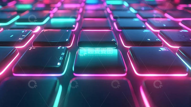 高清大图下载【趣麦麦图】霓虹灯方块背景