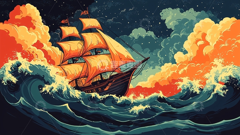 高清大图下载【趣麦麦图】航海时代帆船