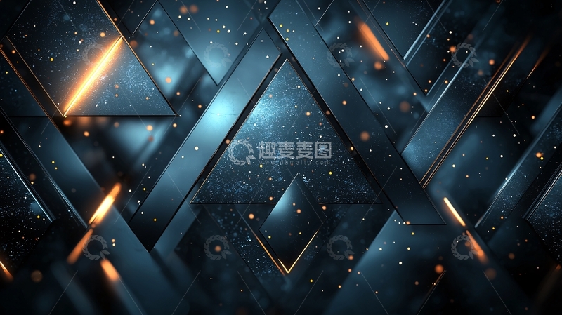 高清大图下载【趣麦麦图】深蓝金属质感三角形背景