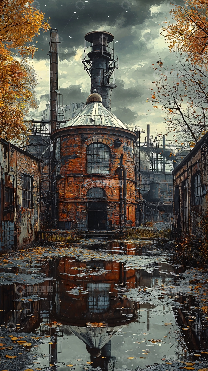高清大图下载【趣麦麦图】秋日废弃工厂