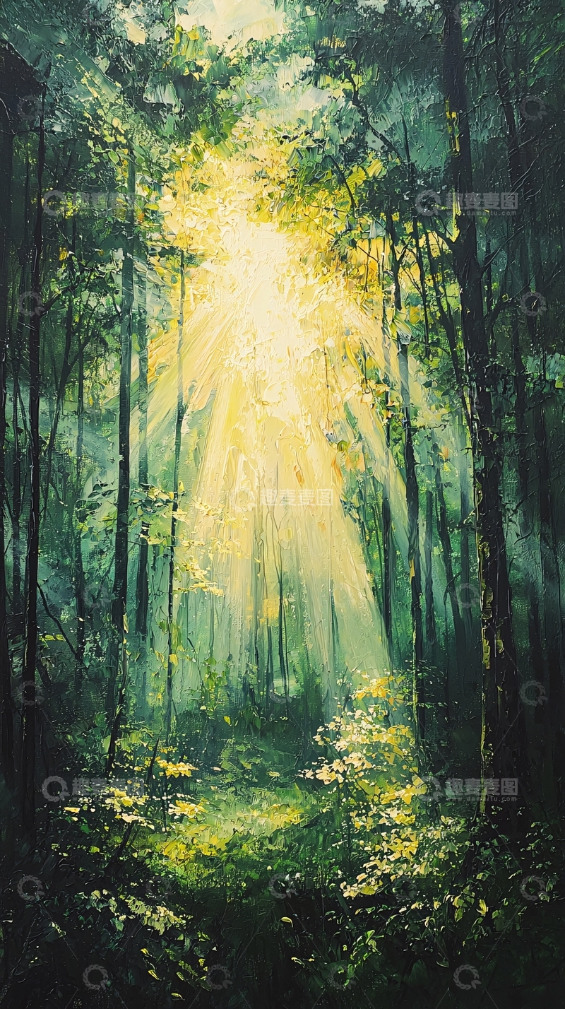 高清大图下载【趣麦麦图】森林阳光透过树叶