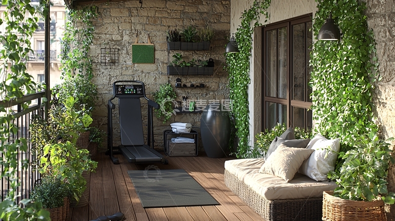 高清大图下载【趣麦麦图】阳台健身房