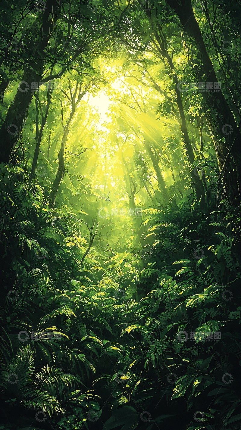 高清大图下载【趣麦麦图】阳光透过树林