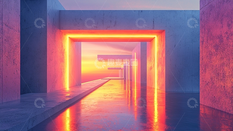 高清大图下载【趣麦麦图】霓虹灯通道