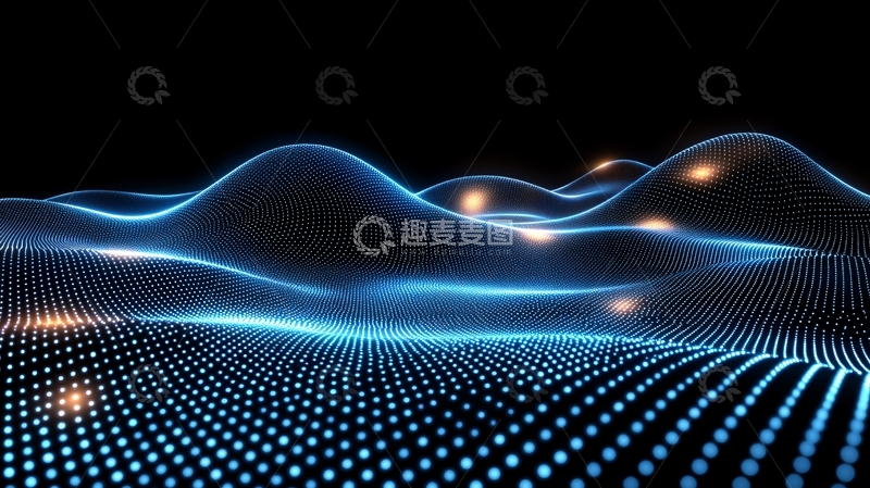 高清大图下载【趣麦麦图】蓝色光点波动背景