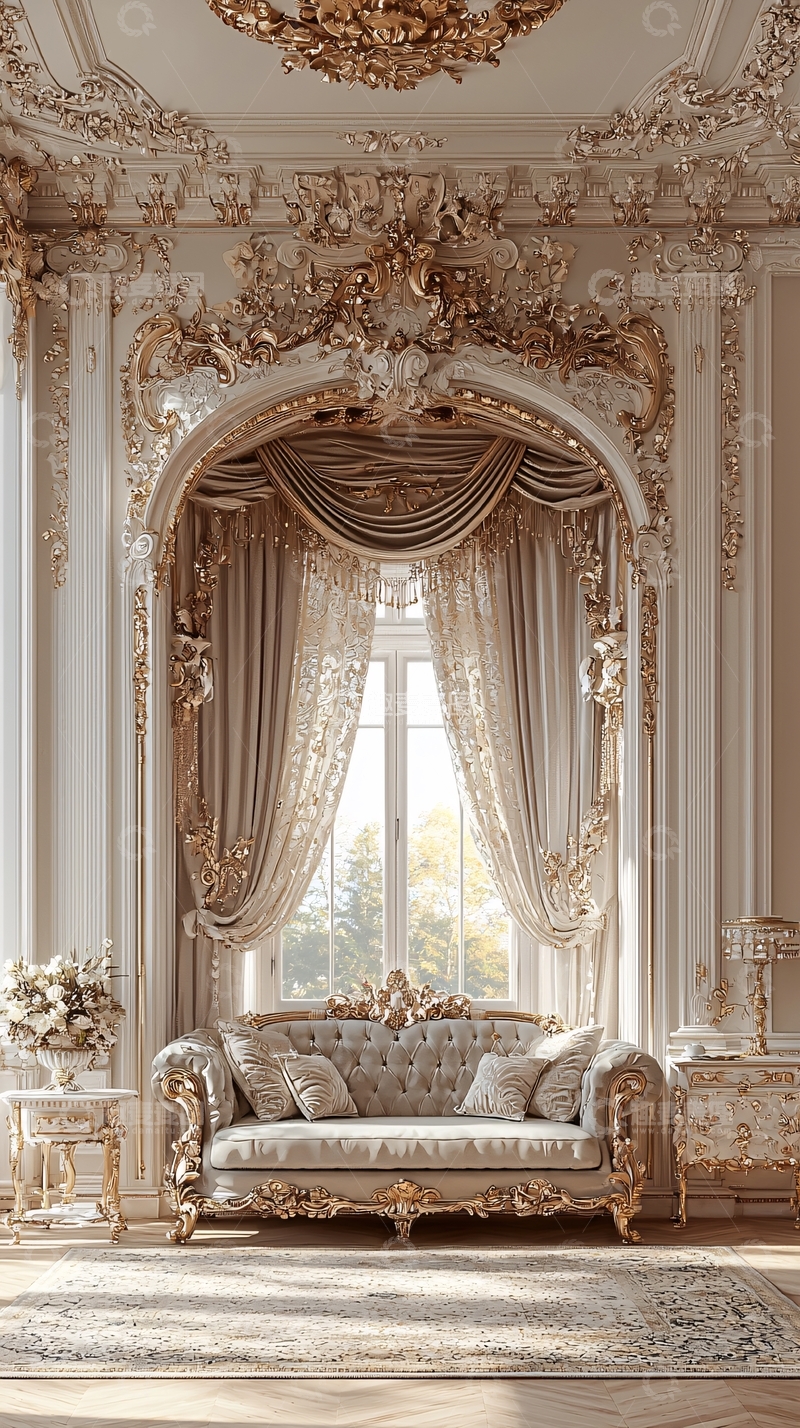 高清大图下载【趣麦麦图】欧式宫廷风窗边沙发