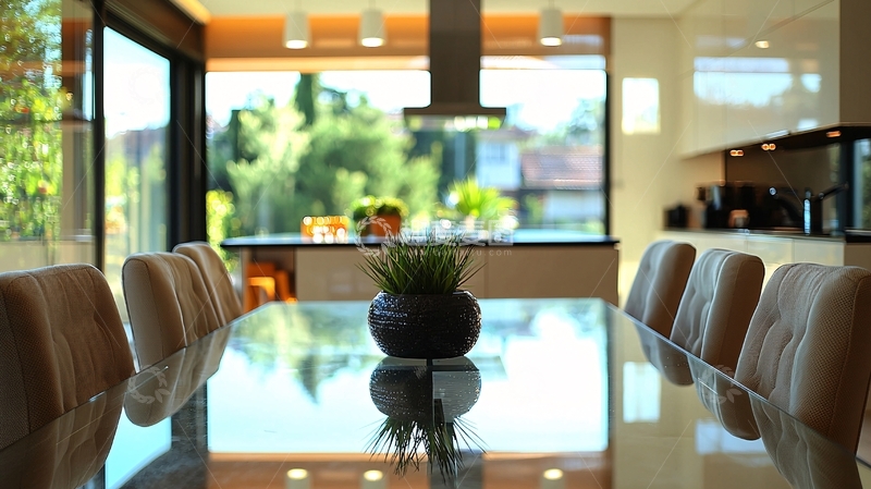 高清大图下载【趣麦麦图】现代简约玻璃餐桌