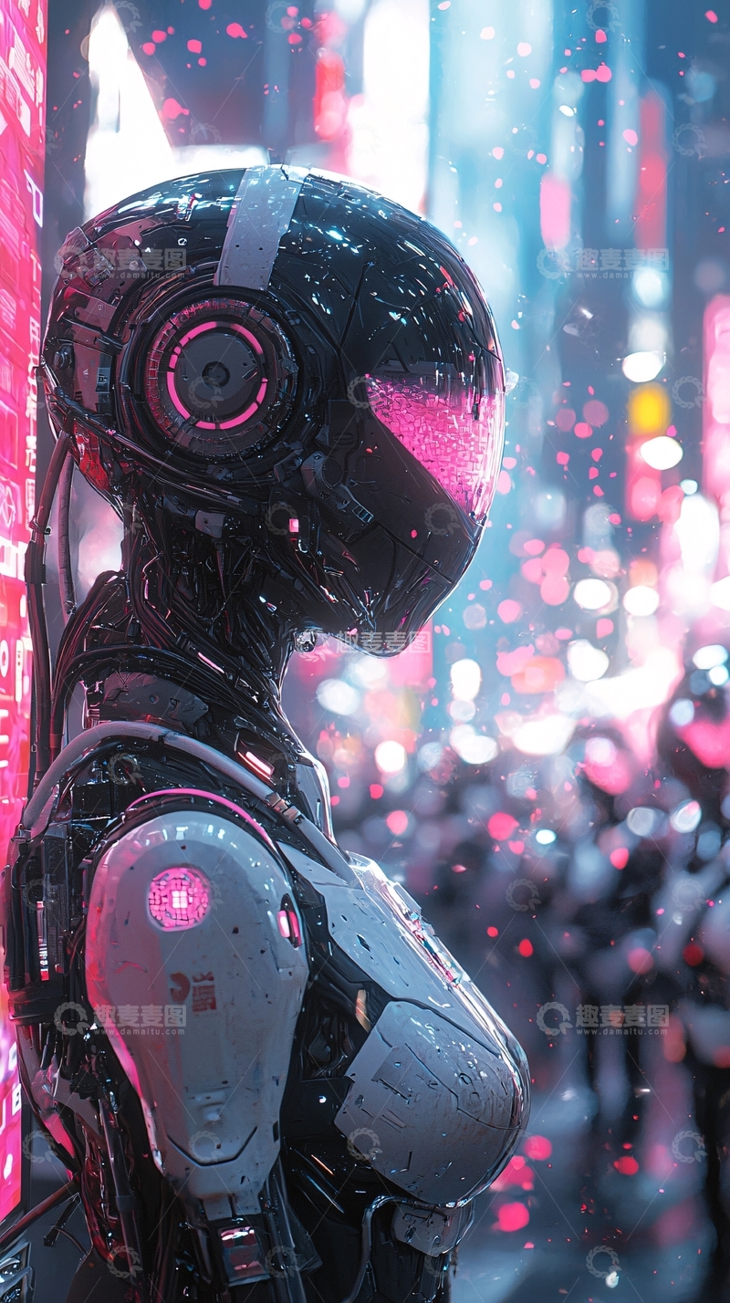 高清大图下载【趣麦麦图】未来都市女机器人
