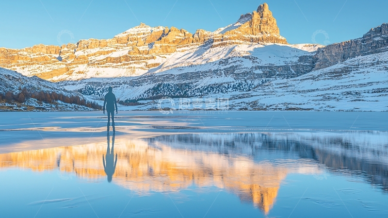 高清大图下载【趣麦麦图】冰湖雪山倒影