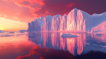 极地冰川日落景色