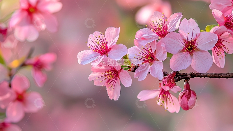 高清大图下载【趣麦麦图】粉嫩樱花枝头绽放