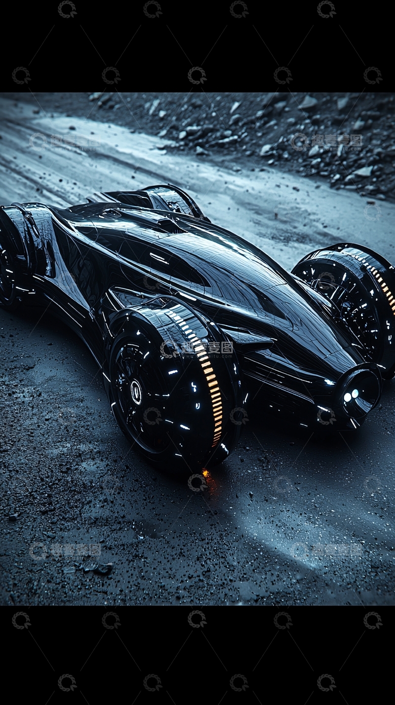 高清大图下载【趣麦麦图】黑色未来概念跑车