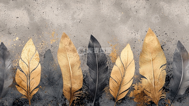 高清大图下载【趣麦麦图】金色羽毛